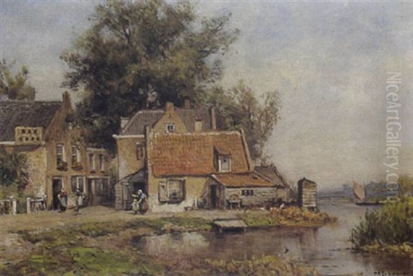 Village Near The Waterfront Oil Painting by Piet Schipperus