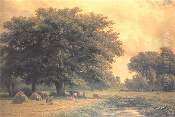 Haymaking Oil Painting by Piet Schipperus