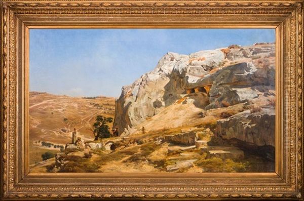 Alte Felsengraber Am Oelberge, Jerusalem Oil Painting by Carl Cowen Schirm