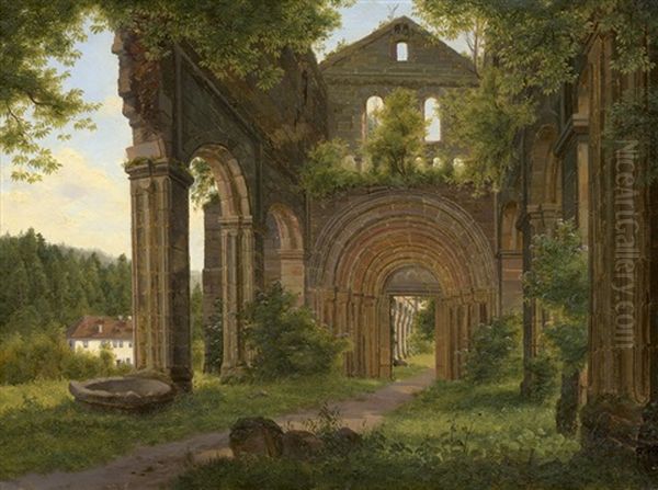 Ansicht Der Ruine Der Abteikirche Von Paulinzella Oil Painting by August Wilhelm Ferdinand Schirmer