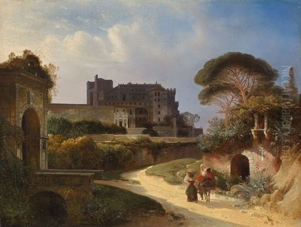 View Of The Porta Angelica And The Vatican Oil Painting by August Wilhelm Ferdinand Schirmer