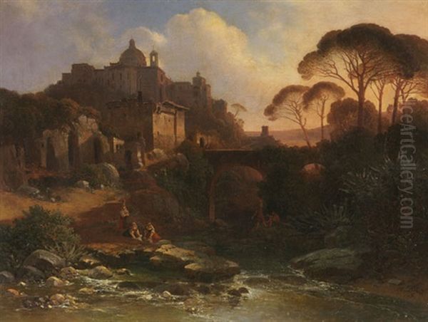 Ariccia Oil Painting by August Wilhelm Ferdinand Schirmer