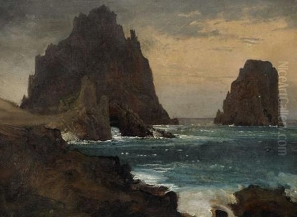 Felsen Bei Capri Oil Painting by August Wilhelm Ferdinand Schirmer