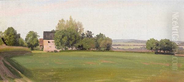 Ebene Landschaftspartie Mit Gehoft Oil Painting by August Wilhelm Ferdinand Schirmer