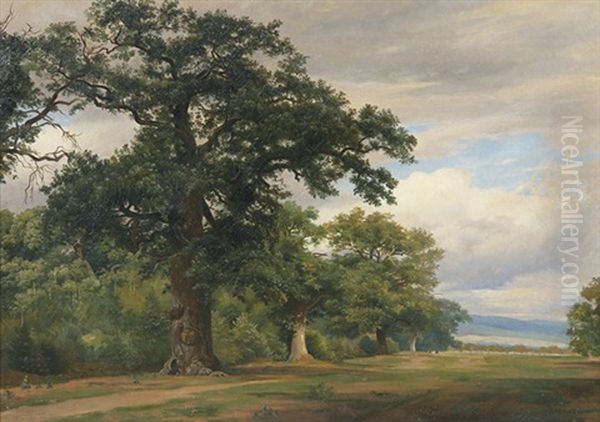 Eichen Am Waldrand Oil Painting by Johann Wilhelm Schirmer