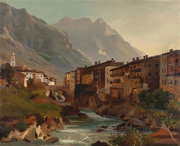 Blick Auf Chiavenna Oil Painting by Johann Wilhelm Schirmer