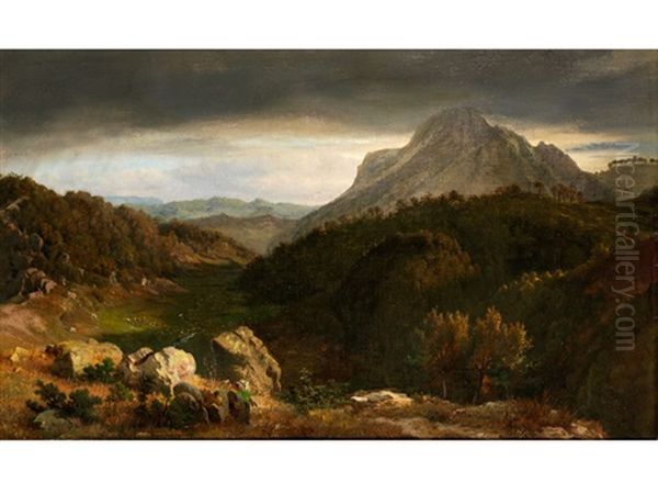 Bergige Abendlandschaft Oil Painting by Johann Wilhelm Schirmer