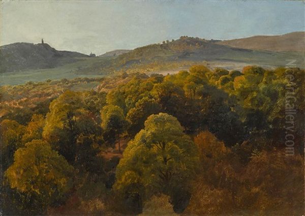 Kastanienwald In Italienischer Landschaft Oil Painting by Johann Wilhelm Schirmer