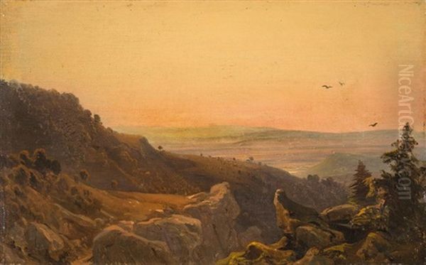 Gebirgslandschaft Im Abendlicht Oil Painting by Johann Wilhelm Schirmer