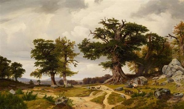 Landschaft Mit Ziegenhirten Oil Painting by Johann Wilhelm Schirmer