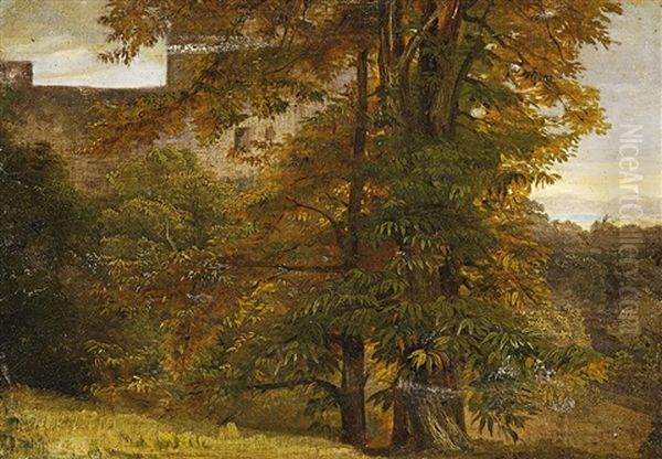 Oberitalienische Landschaft Mit Ausblick Auf Einen See Oil Painting by Johann Wilhelm Schirmer