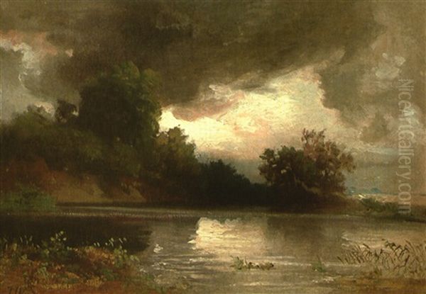 Landschaft Mit Gewasser Oil Painting by Johann Wilhelm Schirmer