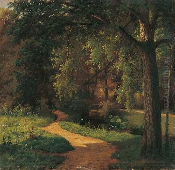 Malkastengarten In Dusseldorf Oil Painting by Johann Wilhelm Schirmer