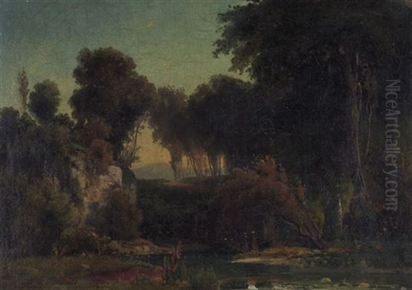 Sudliche Landschaft Mit Waldweiher Oil Painting by Johann Wilhelm Schirmer