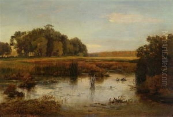 Fruhherbstliche Moorlandschaft Oil Painting by Johann Wilhelm Schirmer