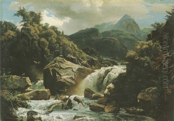 Alpenlandschaft Mit Wildwasser by Johann Wilhelm Schirmer