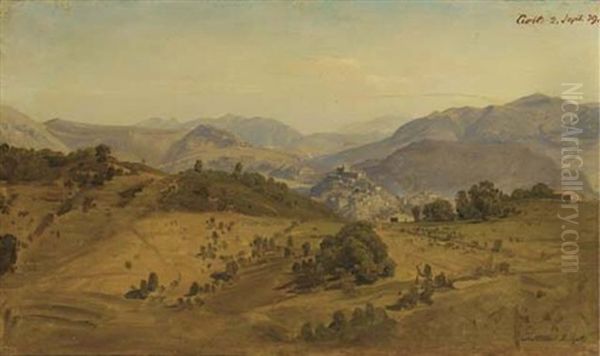 View Of Civitella, Italy Oil Painting by Johann Wilhelm Schirmer