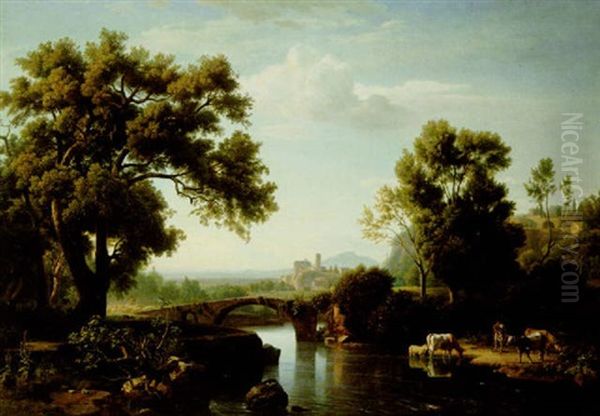 Suditalienische Landschaft Mit Hirten Oil Painting by Johann Wilhelm Schirmer