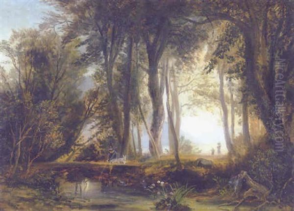 Auf Der Au Bei Kassel Oil Painting by Johann Wilhelm Schirmer