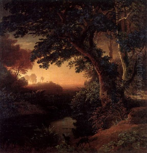 Abendlandschaft Oil Painting by Johann Wilhelm Schirmer