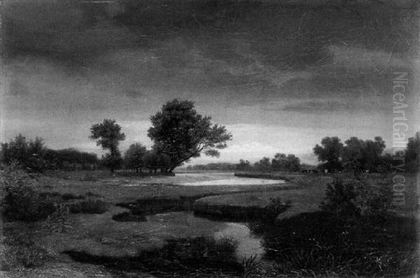 Wiesenlandschaft Mit Einem Fluschen Oil Painting by Johann Wilhelm Schirmer