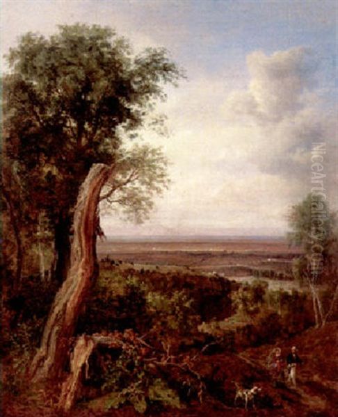 Blick Von Einer Anhohe Auf Weite Landschaft Oil Painting by Johann Wilhelm Schirmer