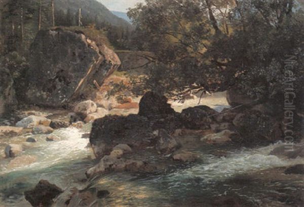 Mittelgebirgslandschaft Mit Einem Bach by Johann Wilhelm Schirmer