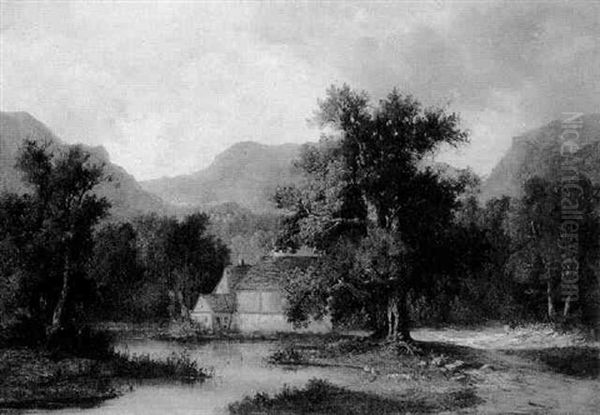 Landschaft An Der Ahr Oil Painting by Johann Wilhelm Schirmer