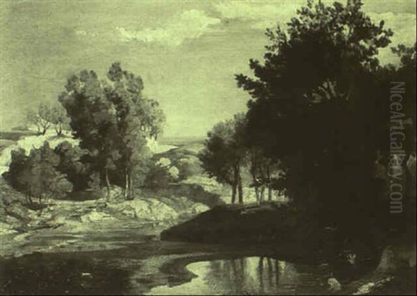 Badende Im Teich Oil Painting by Johann Wilhelm Schirmer