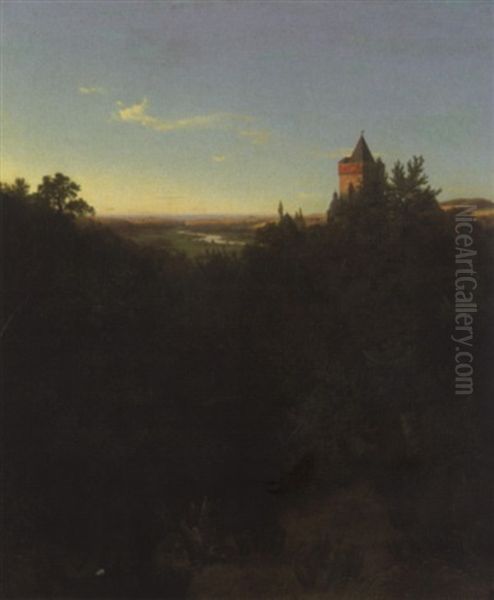 Schlos Landsberg Bei Kettwig Oil Painting by Philipp Schirmer