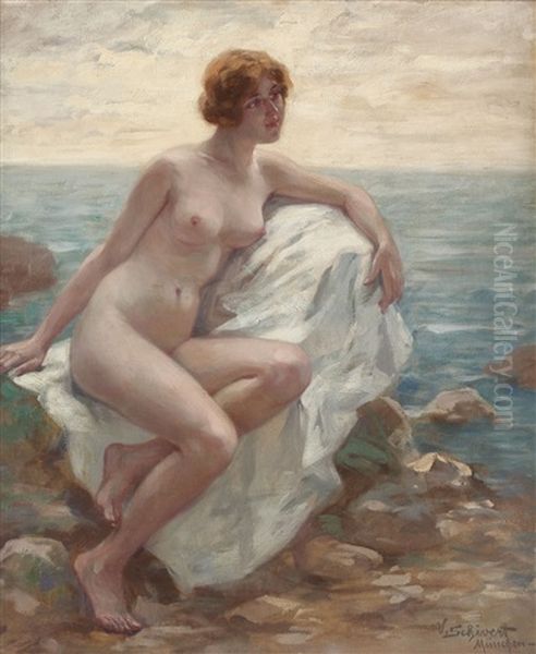 Nud Pe Stanca Oil Painting by Victor Schivert