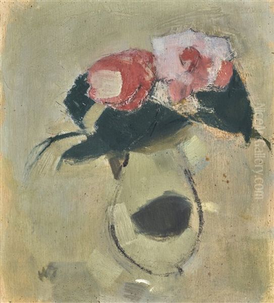 Camellias Oil Painting by Helene Sofia Schjerfbeck