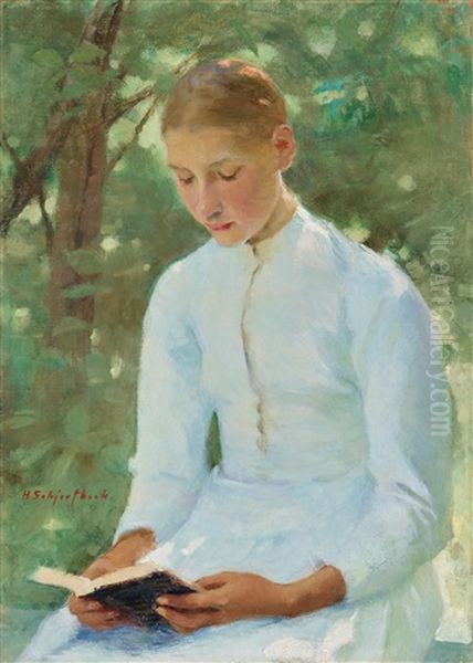 Before Confirmation Oil Painting by Helene Sofia Schjerfbeck