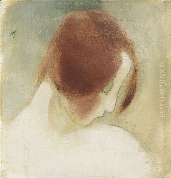 The Red-haired Girl Ii Oil Painting by Helene Sofia Schjerfbeck