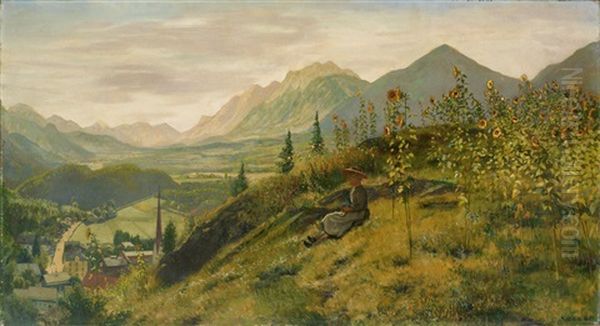 Tiroler Landschaft Im Unterinntal Oil Painting by Adolf Schlabitz