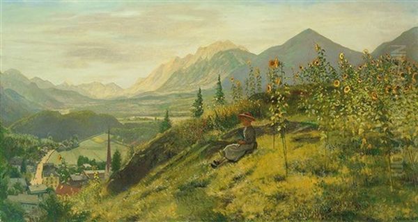 Tiroler Landschaft Im Unterinntal Oil Painting by Adolf Schlabitz