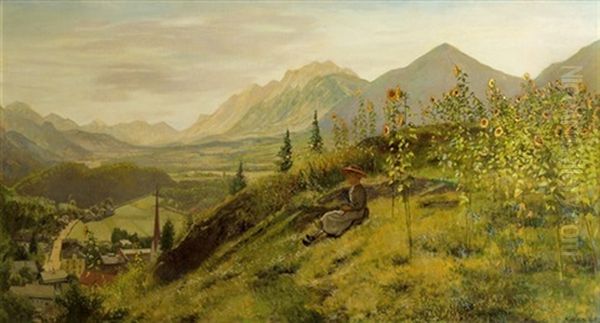 Sommermorgen In Brixlegg Oil Painting by Adolf Schlabitz