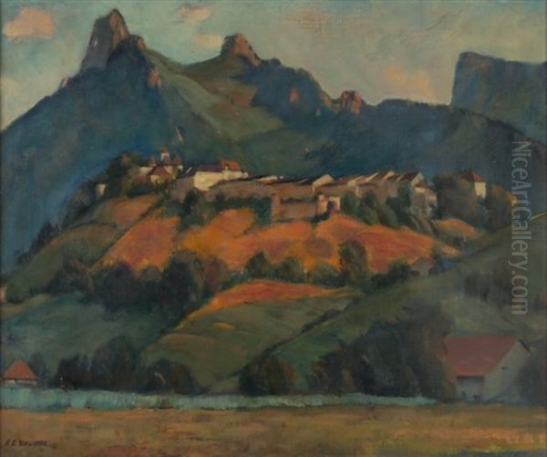 Greyerzer Landschaft Oil Painting by Ernst Emil Schlatter