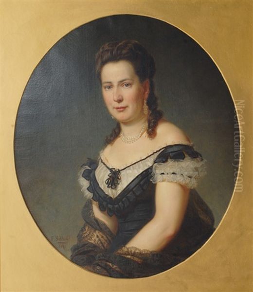 Portrait Of An Elegant Lady Oil Painting by Friedrich August Schlegel