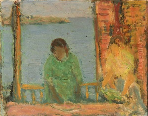 Porch By The Sea Oil Painting by William von Schlegell