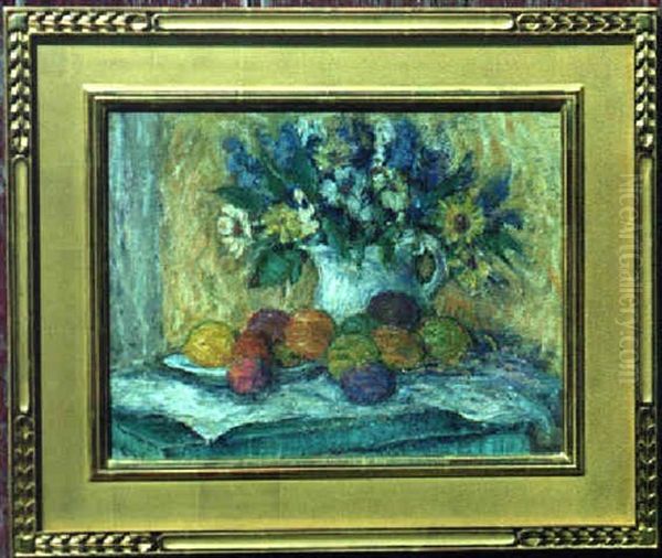 Fruit On A Table Oil Painting by William von Schlegell