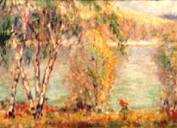 Sketch Of Lake St. Croy Oil Painting by William von Schlegell