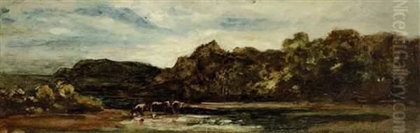 Kuhe Am Fluss Oil Painting by Eduard Schleich the Elder