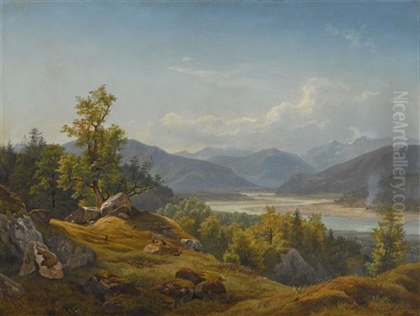 Isartallandschaft Oil Painting by Eduard Schleich the Elder