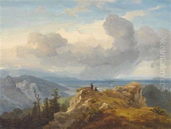 Blick Vom Herzogstand Oil Painting by Eduard Schleich the Elder