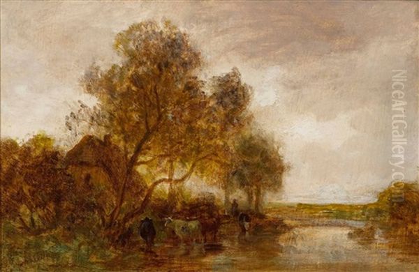 Rinder Am Wasser Oil Painting by Eduard Schleich the Elder