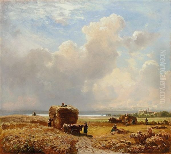 Heuernte Bei Leutstetten Oil Painting by Eduard Schleich the Elder