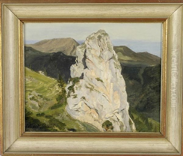 Fels Im Gebirge Oil Painting by Eduard Schleich the Elder