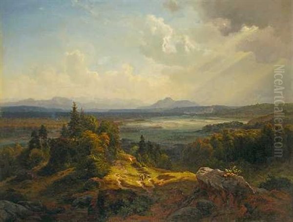 Blick Ins Isartal Oil Painting by Eduard Schleich the Elder