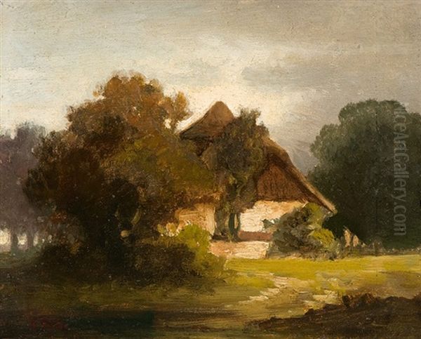 Farm House In Sunset Light Oil Painting by Eduard Schleich the Elder